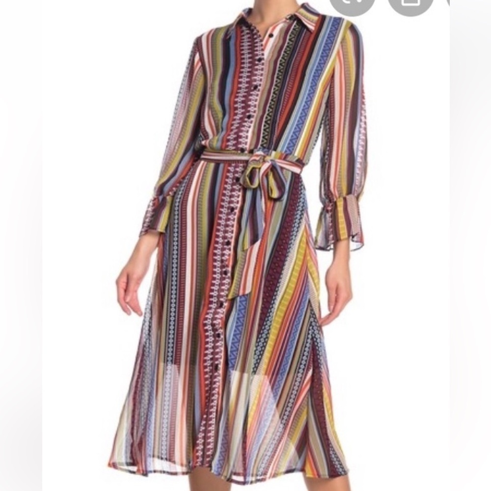Beige by eci Colorful Striped Long Sleeve Dress 14